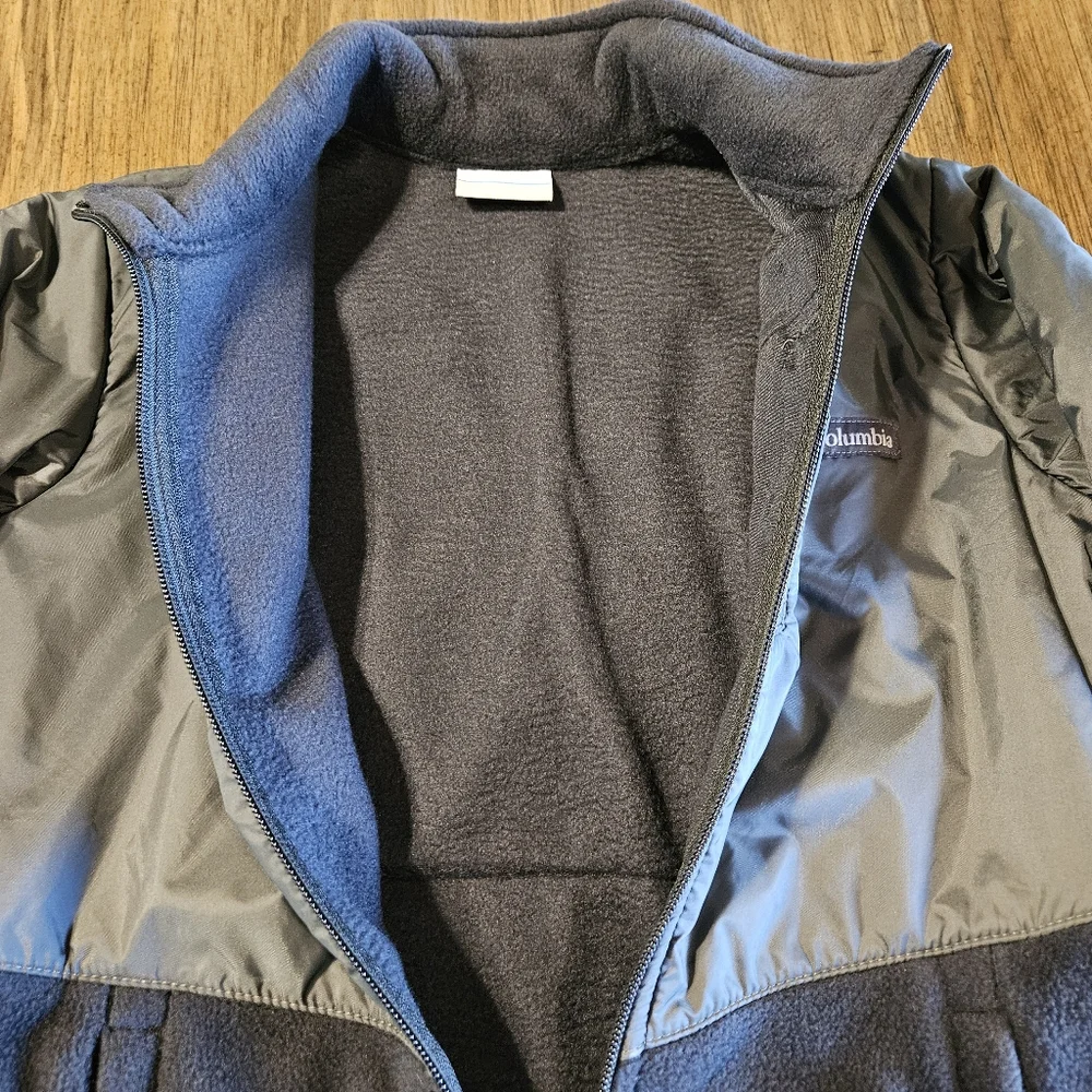 Columbia Sz M 10 12 Boys Gray Full Zip Stand Collar Zip Pocket Insulated Jacket